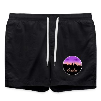 Ligne d’horizon fine de Dresde - Short de bain - noir - Devant - AI Model Male 185 light (185cm)