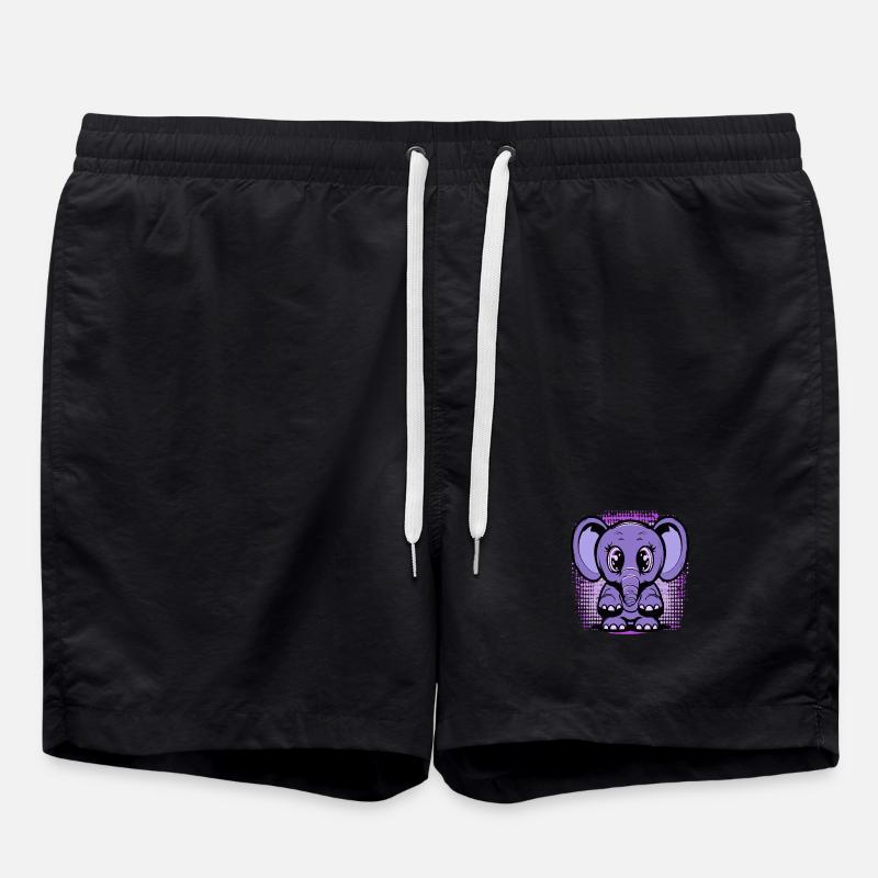 Cute baby elephant - Swim Trunks - black