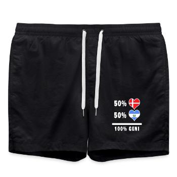 El Salvador and Denmark 100% genius flag - Swim Trunks - black - Front - AI Model Male 185 light (185cm)