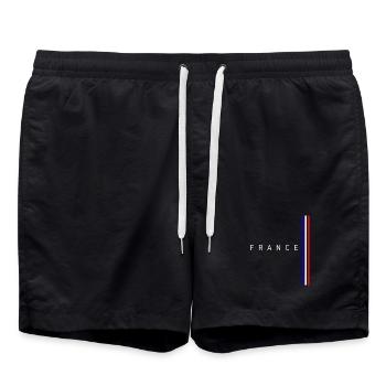 Design minimaliste du drapeau de la France - Short de bain - noir - Devant - AI Model Male 185 light (185cm)
