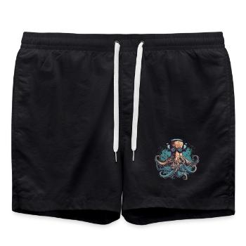 Cool pieuvre nerdy avec lunettes et écouteurs - Short de bain - noir - Devant - AI Model Male 185 light (185cm)