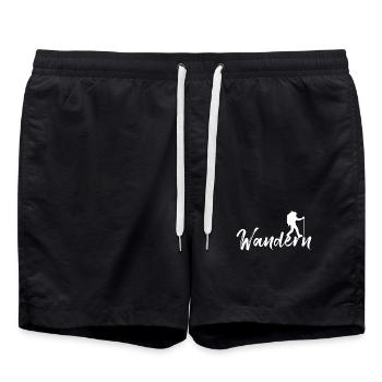 Wandern Berggipfel Spruch Naturliebhaber Wanderer - Badeshorts - Schwarz - Vorne - AI Model Male 185 light (185cm)