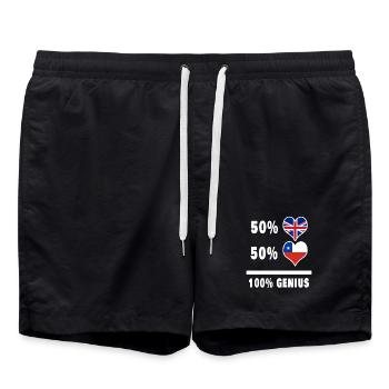 Chile and Great Britain 100% Genius Flag - Swim Trunks - black - Front - AI Model Male 185 light (185cm)