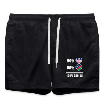 Namibia and Great Britain 100% Genius Flag - Swim Trunks - black - Front - AI Model Male 185 light (185cm)