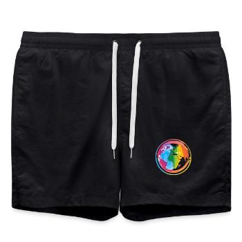 Rainbow Earth - Swim Trunks - black - Front - AI Model Male 185 light (185cm)