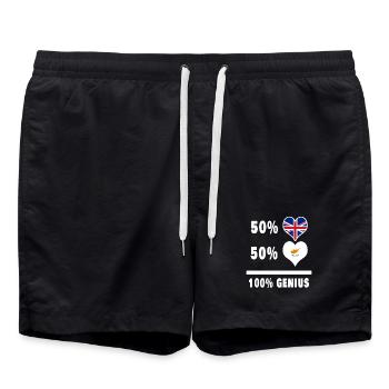 Zypern und Großbritannien 100% Genius Flagge - Badeshorts - Schwarz - Vorne - AI Model Male 185 light (185cm)