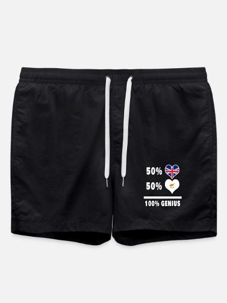 Cyprus and Great Britain 100% Genius Flag - Swim Trunks - black