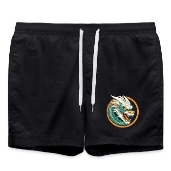 Dragon Crest: Ember Dragon Emblem - Swim Trunks - black - Front - AI Model Male 185 light (185cm)