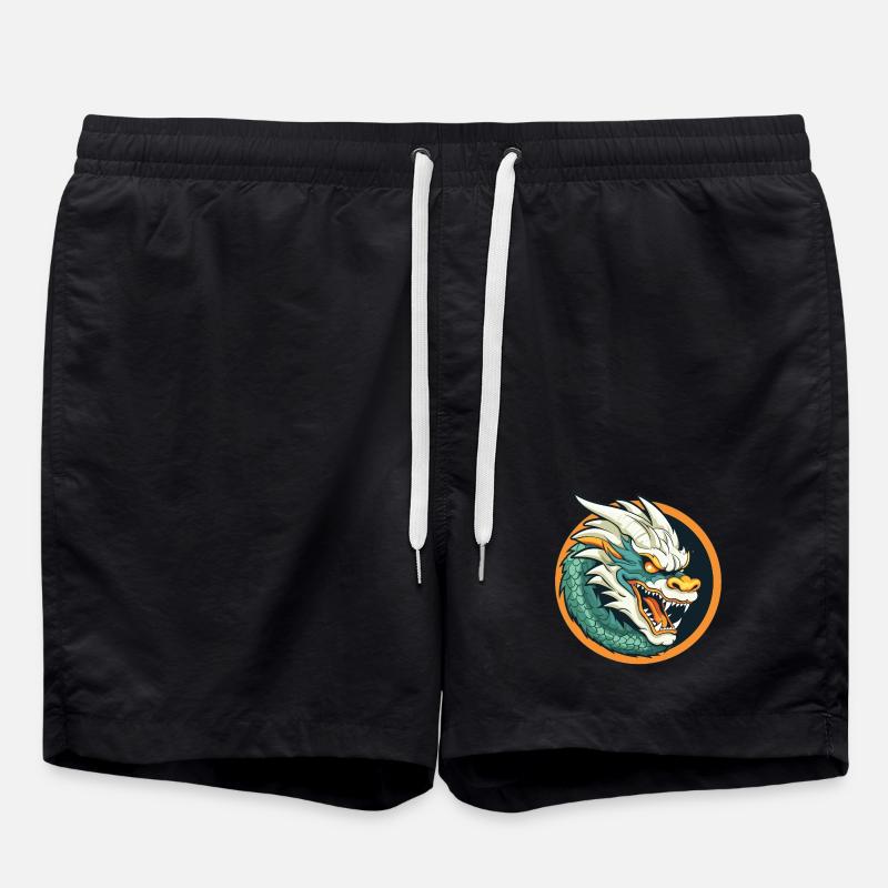 Dragon Crest: Ember Dragon Emblem - Swim Trunks - black