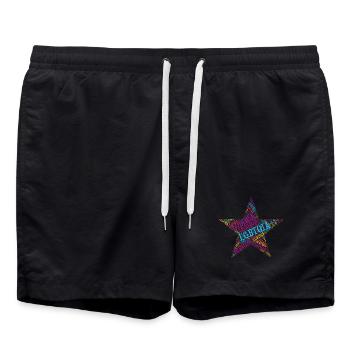 LGBTQIA+ Star Word Cloud Lgbt Gay Pride T-Shirt - Swim Trunks - black - Front - AI Model Male 185 light (185cm)