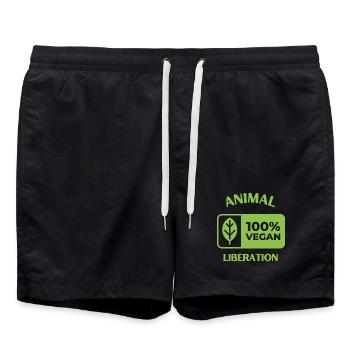 Animal Liberation, vegan - Swim Trunks - black - Front - AI Model Male 185 light (185cm)