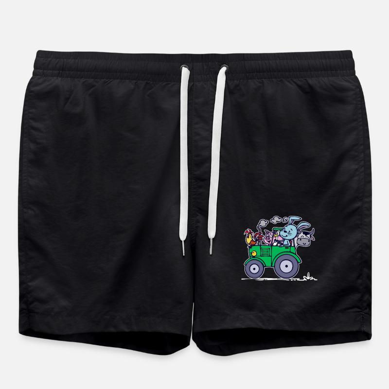 Landmaschinen Statement Ackerbau Bauernhof Traktor - Badeshorts - Schwarz