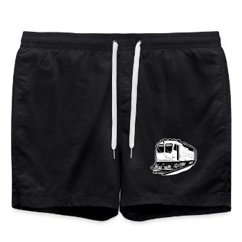 Locomotive, train, chemin de fer - Short de bain - noir - Devant - AI Model Male 185 light (185cm)