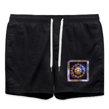 Mandala lotus flower - Swim Trunks - black - Front - AI Model Male 185 light (185cm)