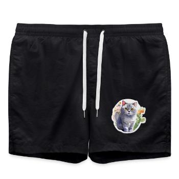 Britisch Kurzhaar - Badeshorts - Schwarz - Vorne - AI Model Male 185 light (185cm)