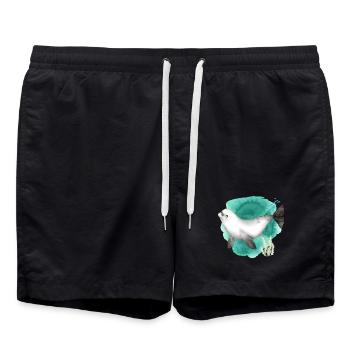 Aquarelle Mignon phoque dans l’océan - Short de bain - noir - Devant - AI Model Male 185 light (185cm)