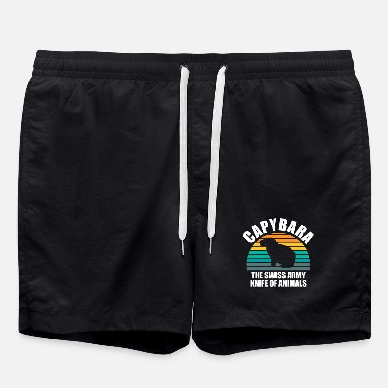 Capybara Zoo Animal Design - Swim Trunks - black