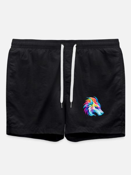 Rainbow Dragon Head - Swim Trunks - black