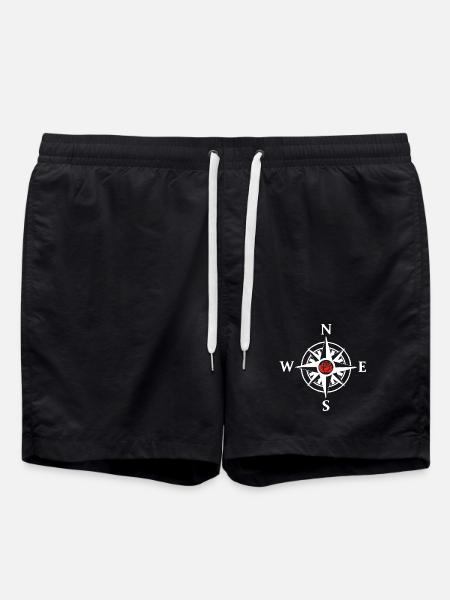 Nature and compass rose (white) - Swim Trunks - black