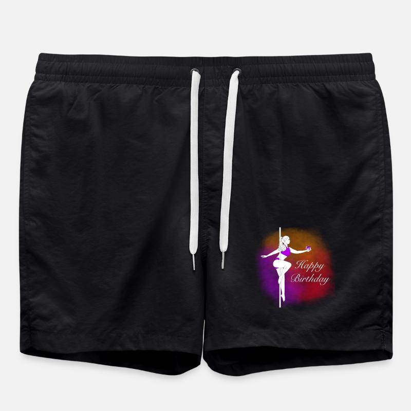 Pole Dance Birthday Gradient Illustration - Swim Trunks - black