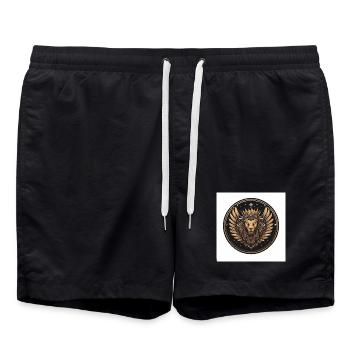 Majestätischer Löwenkopf Gold/Bronze - Badeshorts - Schwarz - Vorne - AI Model Male 185 light (185cm)