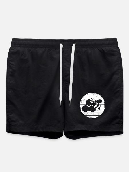 Honey bee sketch - Swim Trunks - black
