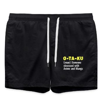 Manga Comic Anime Japanese Statement Otaku - Swim Trunks - black - Front - AI Model Male 185 light (185cm)