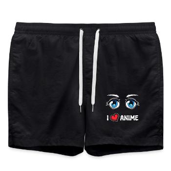 Manga Herz Ich Liebe Anime Statement Japan Comic - Badeshorts - Schwarz - Vorne - AI Model Male 185 light (185cm)