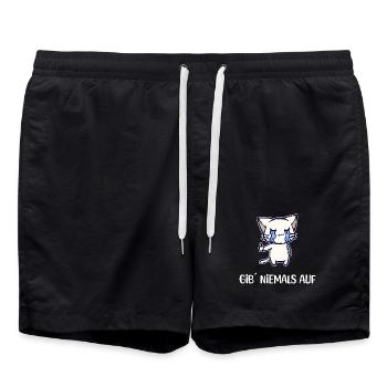 Katze Statement Manga Comic Zeichentrick Anime - Badeshorts - Schwarz - Vorne - AI Model Male 185 light (185cm)
