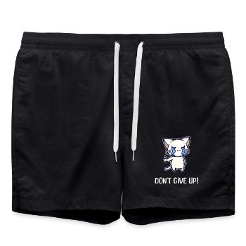 Cartoon Anime Cat Statement Cartoon Manga - Swim Trunks - black - Front - AI Model Male 185 light (185cm)