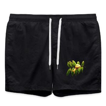 süße tiermotive, zweig mit Garten Bänderschnecke - Badeshorts - Schwarz - Vorne - AI Model Male 185 light (185cm)