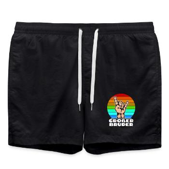 Großer Bruder Cooler Spruch Bruderherz Geschwister - Badeshorts - Schwarz - Vorne - AI Model Male 185 light (185cm)