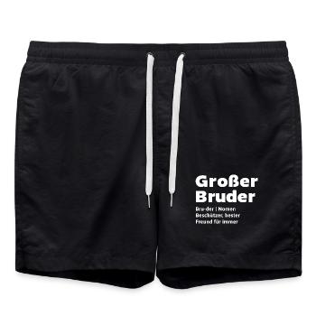Stolzer Großer Bruder Statement Bro Geschwister - Badeshorts - Schwarz - Vorne - AI Model Male 185 light (185cm)