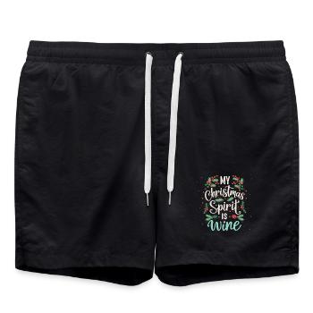 My Christmas Spirit Is Wine - Swim Trunks - black - Front - AI Model Male 185 light (185cm)