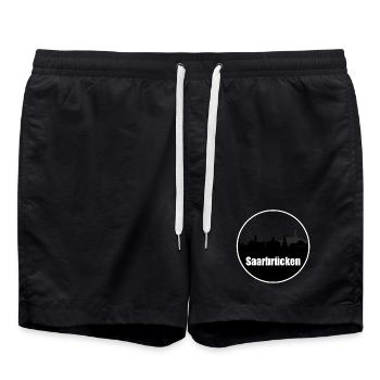 Saarbrücken Transparent Skyline - Badeshorts - Schwarz - Vorne - AI Model Male 185 light (185cm)