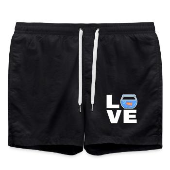 Pets Goldfish Saying Stuffed Animal Aquarium - Swim Trunks - black - Front - AI Model Male 185 light (185cm)