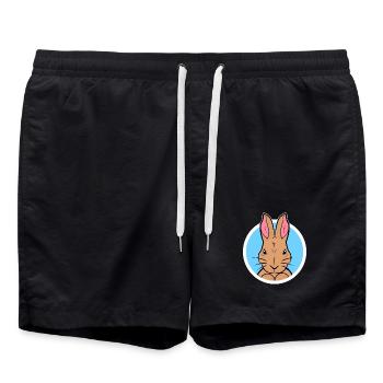 Favorite Animal Bunny Stuffed Animal Pets Animals - Swim Trunks - black - Front - AI Model Male 185 light (185cm)