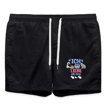 Haustiere Statement Hund Katze Maus Hase Fisch - Badeshorts - Schwarz - Vorne - AI Model Male 185 light (185cm)