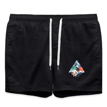 Abenteurer auf Geometrischer Bergkette - Badeshorts - Schwarz - Vorne - AI Model Male 185 light (185cm)