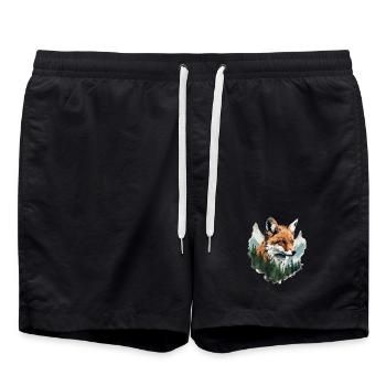 Renard, Forêt, Montagnes, Renards, Nature, Arbres, Animaux - Short de bain - noir - Devant - AI Model Male 185 light (185cm)