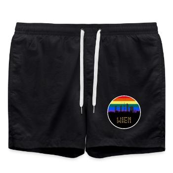 Wien Regebogen Skyline - Badeshorts - Schwarz - Vorne - AI Model Male 185 light (185cm)