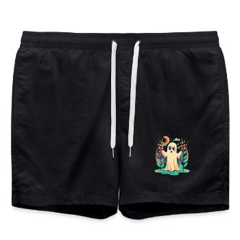 Fantôme d’Halloween - Short de bain - noir - Devant - AI Model Male 185 light (185cm)