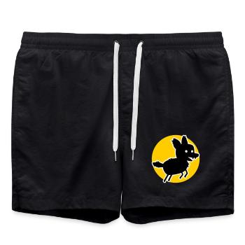 Wolf – Wild Nature Motif & Animal Welfare Statement - Swim Trunks - black - Front - AI Model Male 185 light (185cm)