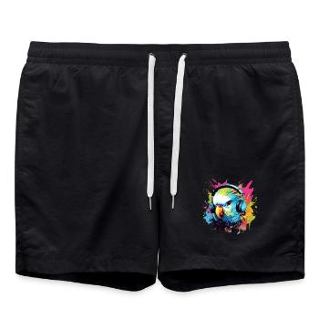 Perruche avec écouteurs Perruches Bird - Short de bain - noir - Devant - AI Model Male 185 light (185cm)