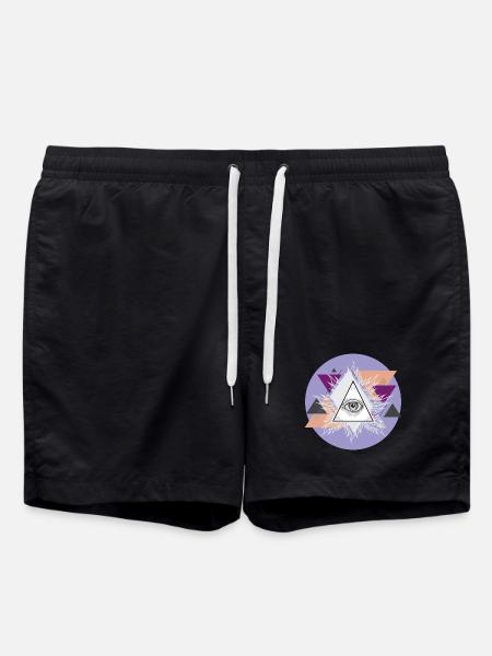 Geometric Triangular Eye with Auras - Swim Trunks - black