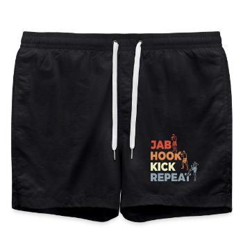 Jab Hook Kick Repeat - Short de bain - noir - Devant - AI Model Male 185 light (185cm)