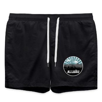 Allgäu Blue Hour Skyline - Badeshorts - Schwarz - Vorne - AI Model Male 185 light (185cm)
