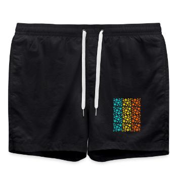 Glowing Rainbow Stars Pattern - Swim Trunks - black - Front - AI Model Male 185 light (185cm)