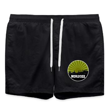 Ligne Rétro Mer du Nord - Short de bain - noir - Devant - AI Model Male 185 light (185cm)