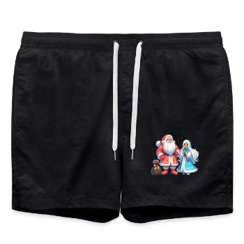 Ded Moroz Snegourotchka, Père Noël russe - Short de bain - noir - Devant - AI Model Male 185 light (185cm)